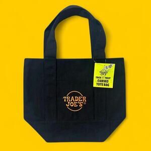 Trader Joe’s Black Canvas Tote Bag NWT Trick-or-Treat Halloween Edition